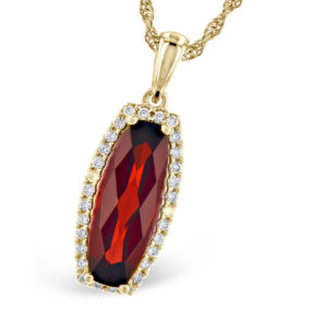 Fine Jewelry Necklace: Garnet and Diamond Necklace in Yellow Gold