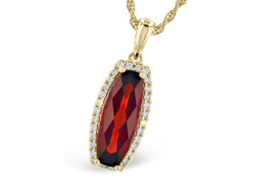 Fine Jewelry Necklace: Garnet and Diamond Necklace in Yellow Gold