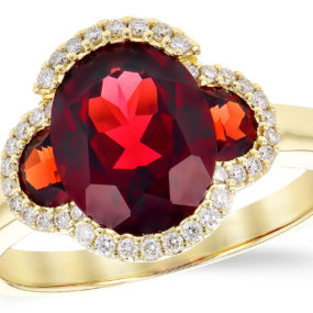 Garnet and Diamond Ring in Yellow Gold