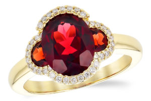 Garnet and Diamond Ring in Yellow Gold