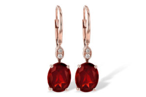 Garnet and Diamond Earrings in Rose Gold
