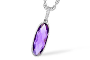 Amethyst and Diamond Necklace in 14K White Gold