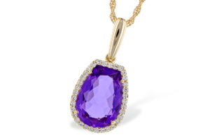 Amethyst and Diamond Necklace in 14K Yellow Gold