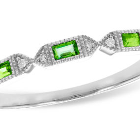 Emerald and Diamond Ring in 14k White Gold
