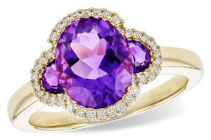 Amethyst and Diamond Ring in 14k Yellow Gold