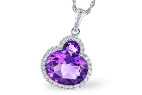 Amethyst and Diamond Necklace in 14k Yellow Gold