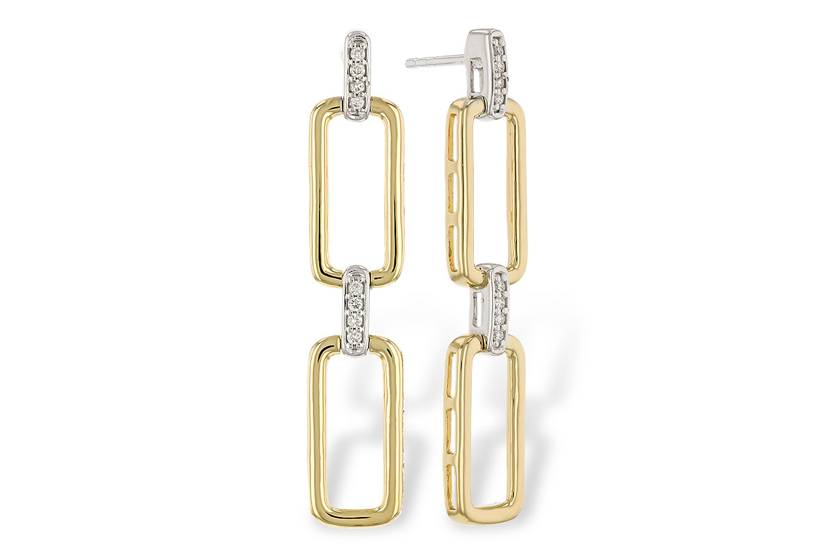 Two Tone Diamond Link Dangle Earrings in 14k Gold – Joyce's Fine