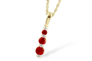 Graduated Ruby and Diamond Vertical Bar Necklace in 14k Yellow Gold (Copy)