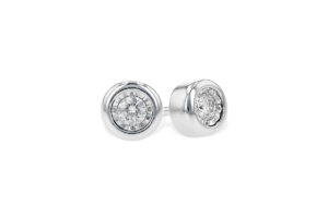Bezel Set Diamond Post Earrings in 14k White Gold