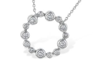 Diamond Circle Necklace in 14K White Gold