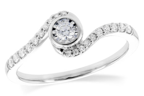 Diamond Bypass Ring in 14k White Gold