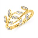 Vine & Leaf Diamond Ring in 14k Yellow Gold