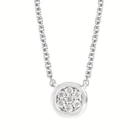 Petite Diamond Pave Disc Necklace in Sterling Silver