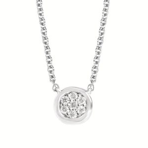 Petite Diamond Pave Disc Necklace in Sterling Silver