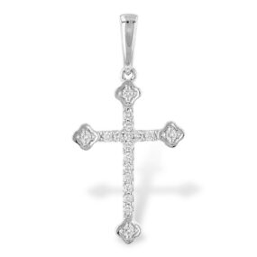 14k White Gold Cross Pendant