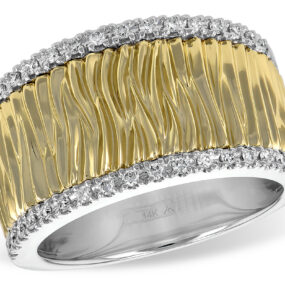 14k Two Tone Wide Band Diamond Ring