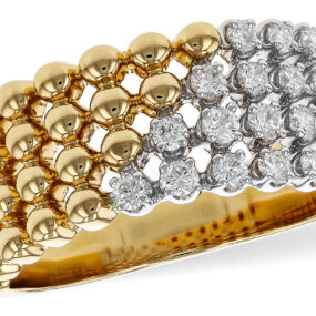 Beaded Diamond Band in 14k Yellow & White Gold