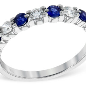 Sapphire and Diamond Anniversary Band in 14k White Gold