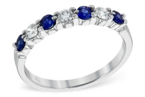 Sapphire and Diamond Anniversary Band in 14k White Gold